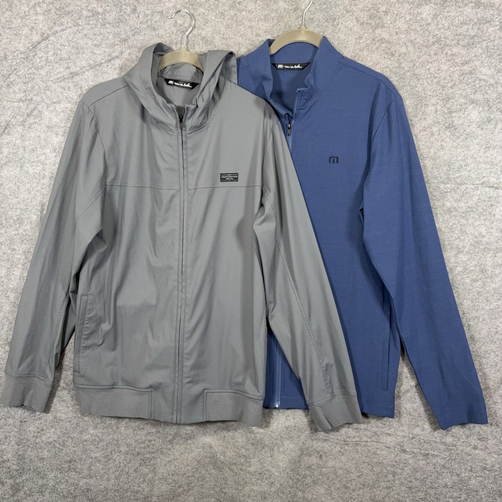 Travis Mathew Jacket Mens Sz M Blue Gray Hoodie Mock Full Zip - BUNDLE OF 2